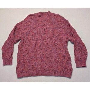 J Jill Wearever Knit Sweater Womens L  Textured Multiyarn Textured Pullover Pink